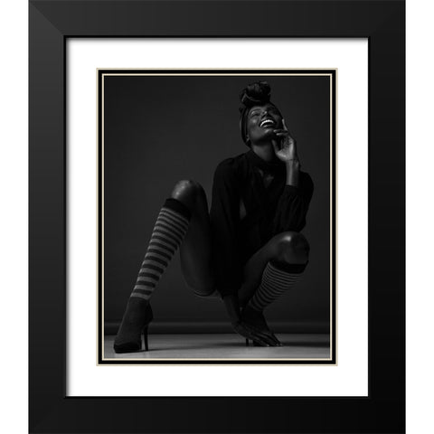 Happy Erika Black Modern Wood Framed Art Print with Double Matting by Diaz, Anderson