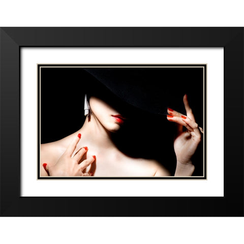 Red Black Modern Wood Framed Art Print with Double Matting by Washimi, Masatoshi