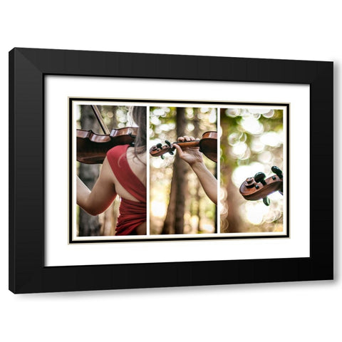 Notes In The Forest Black Modern Wood Framed Art Print with Double Matting by Kokdemir, Dogan