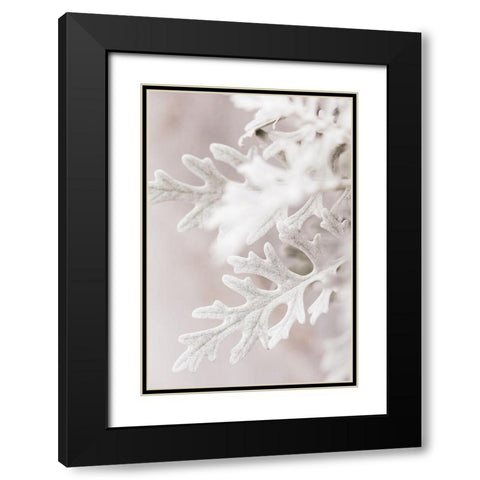 Silver Leaves No 2 Black Modern Wood Framed Art Print with Double Matting by 1x Studio III