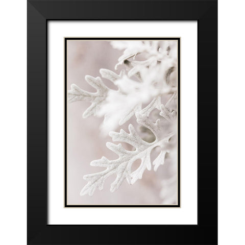 Silver Leaves No 2 Black Modern Wood Framed Art Print with Double Matting by 1x Studio III