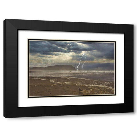 Calm And Storm Black Modern Wood Framed Art Print with Double Matting by Kulkarni, Sunil