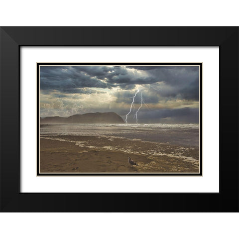 Calm And Storm Black Modern Wood Framed Art Print with Double Matting by Kulkarni, Sunil