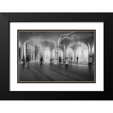 Maandfrac14;Nchener Freiheit Black Modern Wood Framed Art Print with Double Matting by Schleicher-Schwarz, Roswitha