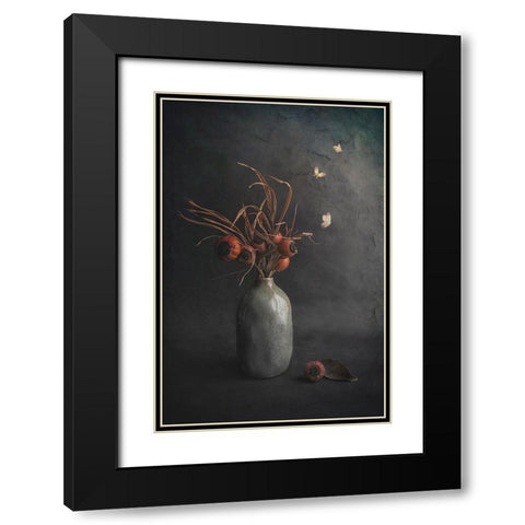 Flamboyant Black Modern Wood Framed Art Print with Double Matting by Kiral, Cicek