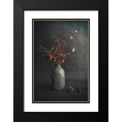 Flamboyant Black Modern Wood Framed Art Print with Double Matting by Kiral, Cicek