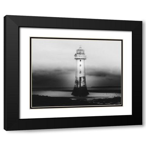 Lighthouse Black Modern Wood Framed Art Print with Double Matting by Zemojtel, Monika