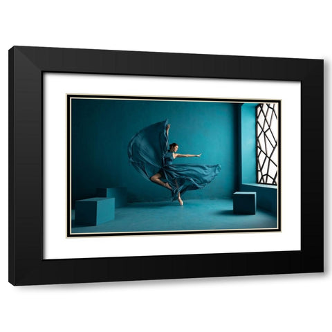 Ballerina Black Modern Wood Framed Art Print with Double Matting by Suhardjo, Lisdiyanto