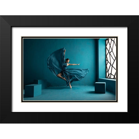 Ballerina Black Modern Wood Framed Art Print with Double Matting by Suhardjo, Lisdiyanto