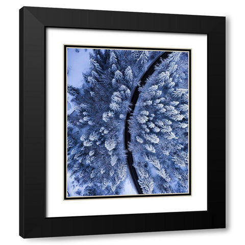 The road not taken Black Modern Wood Framed Art Print with Double Matting by Razvan