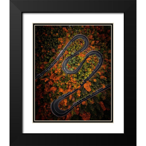 Curves Black Modern Wood Framed Art Print with Double Matting by Razvan