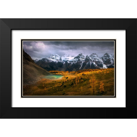 Larch Valley Black Modern Wood Framed Art Print with Double Matting by P., Ruiqing
