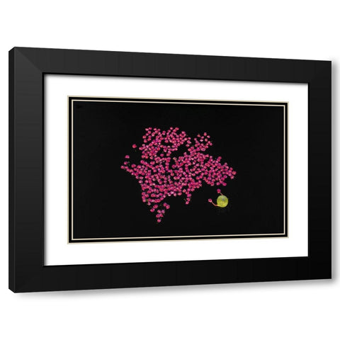 Harvesting water lilies Black Modern Wood Framed Art Print with Double Matting by Tanvir