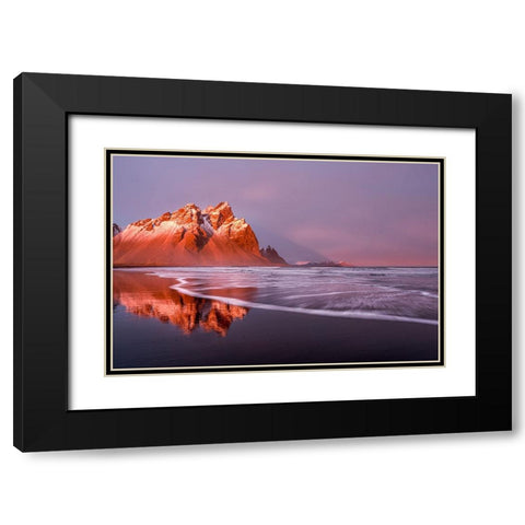 Purple wave Black Modern Wood Framed Art Print with Double Matting by Groleau, Michel