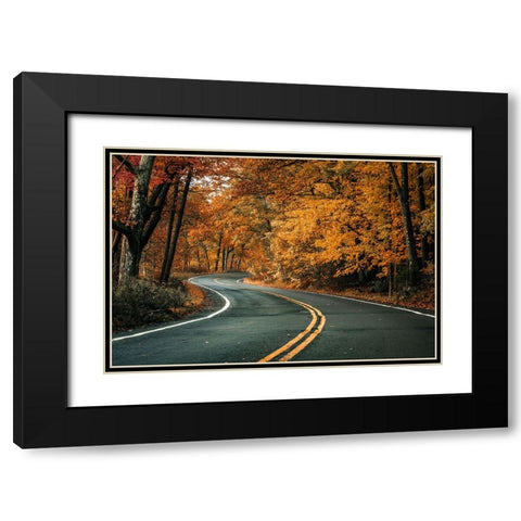 Road To Fall Black Modern Wood Framed Art Print with Double Matting by Rong, Herbert