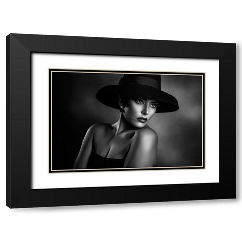 Lady Ros Black Modern Wood Framed Art Print with Double Matting by Tambe, Peppe