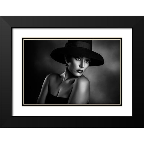 Lady Ros Black Modern Wood Framed Art Print with Double Matting by Tambe, Peppe