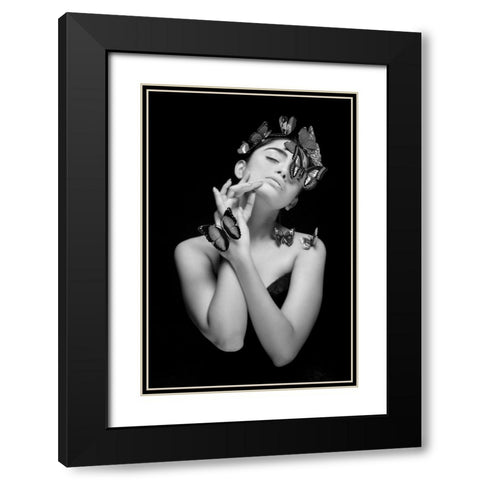 PASSION OF ELEGANCE IN MONOCHROME Black Modern Wood Framed Art Print with Double Matting by Samanta, Joyraj