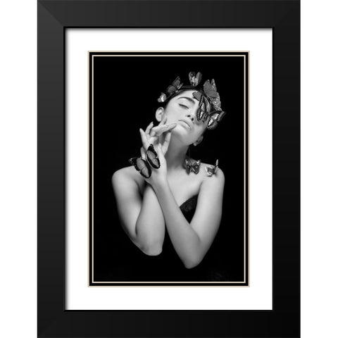 PASSION OF ELEGANCE IN MONOCHROME Black Modern Wood Framed Art Print with Double Matting by Samanta, Joyraj