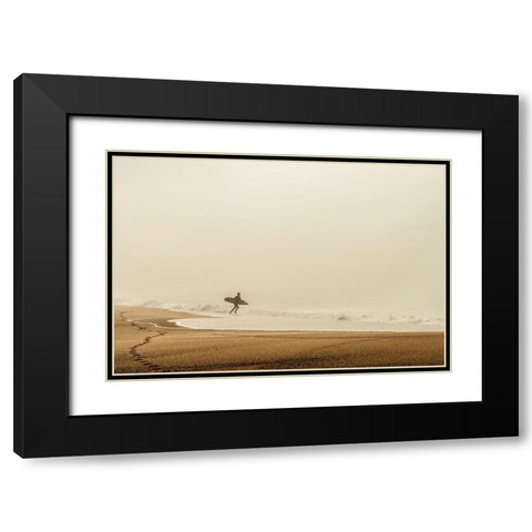 Surfer Black Modern Wood Framed Art Print with Double Matting by Reichelt, Dieter