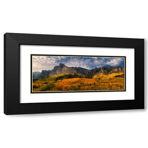 Golden Carpet Under Castle Rocks Black Modern Wood Framed Art Print with Double Matting by Xu, Mei
