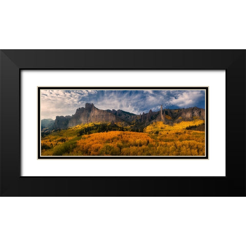 Golden Carpet Under Castle Rocks Black Modern Wood Framed Art Print with Double Matting by Xu, Mei