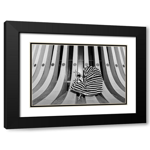 Untitled Black Modern Wood Framed Art Print with Double Matting by Lev Ari, Shay