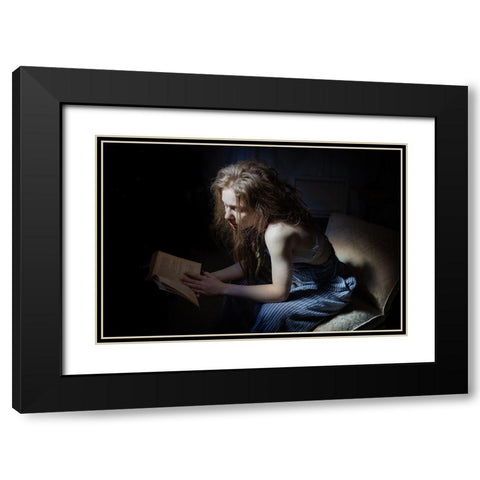 La Liseuse Black Modern Wood Framed Art Print with Double Matting by Bouchard, Christian