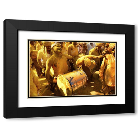 The Yellow Drummers Black Modern Wood Framed Art Print with Double Matting by Suresh Dodwad, Chetan