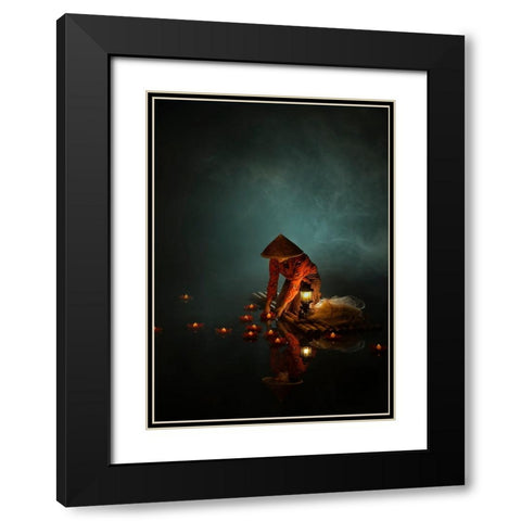 Candle Of Eternity Black Modern Wood Framed Art Print with Double Matting by octavandy