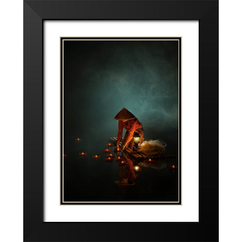 Candle Of Eternity Black Modern Wood Framed Art Print with Double Matting by octavandy