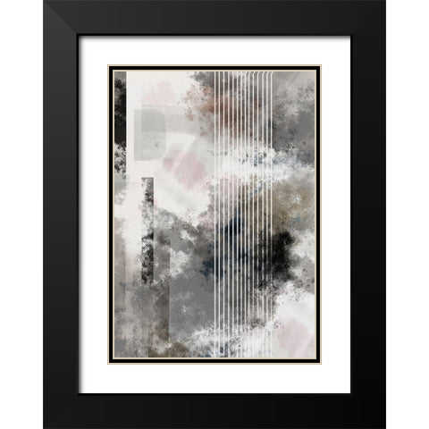 Stripes 01 Black Modern Wood Framed Art Print with Double Matting by 1x Studio II