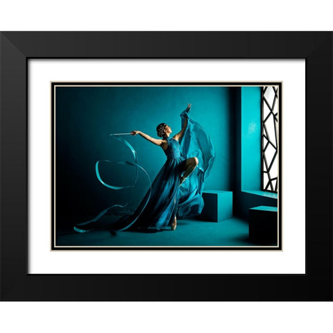 Blue Ribbon Black Modern Wood Framed Art Print with Double Matting by Muliani Hartojo, Angela