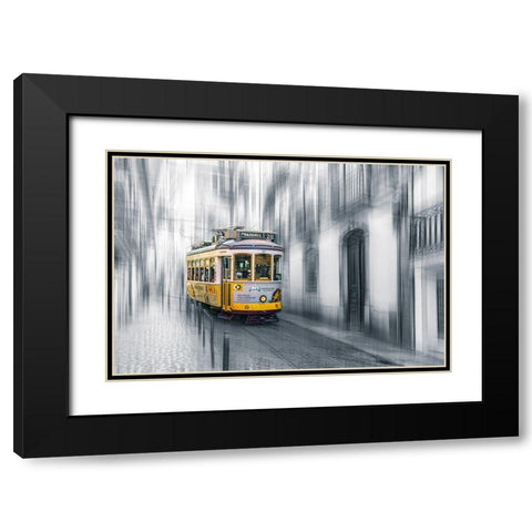 Lisboa Black Modern Wood Framed Art Print with Double Matting by Reichelt, Dieter
