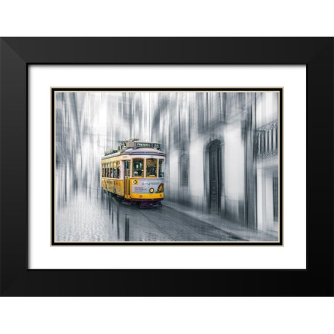 Lisboa Black Modern Wood Framed Art Print with Double Matting by Reichelt, Dieter
