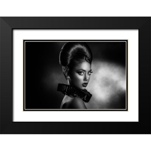 Anita 4 Black Modern Wood Framed Art Print with Double Matting by Tambe, Peppe
