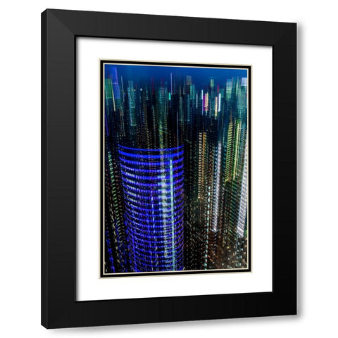 tokyo layers Black Modern Wood Framed Art Print with Double Matting by Makoto, Sasaki