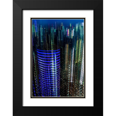 tokyo layers Black Modern Wood Framed Art Print with Double Matting by Makoto, Sasaki