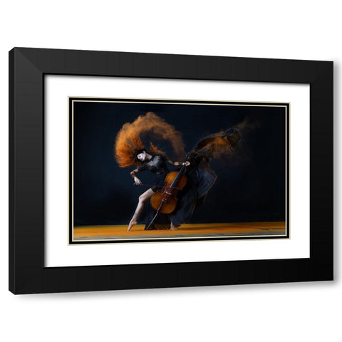 The Color Of My Music Black Modern Wood Framed Art Print with Double Matting by Suhardjo, Lisdiyanto