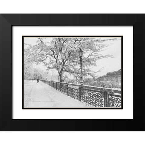 Winter in Kiev Black Modern Wood Framed Art Print with Double Matting by Kiyashko, Alexander
