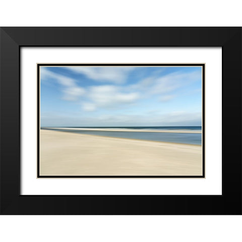 Sand-Sea And Sky Black Modern Wood Framed Art Print with Double Matting by Reichelt, Dieter
