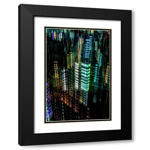 tokyo layers Black Modern Wood Framed Art Print with Double Matting by Makoto, Sasaki