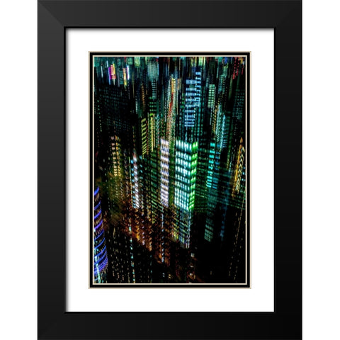 tokyo layers Black Modern Wood Framed Art Print with Double Matting by Makoto, Sasaki