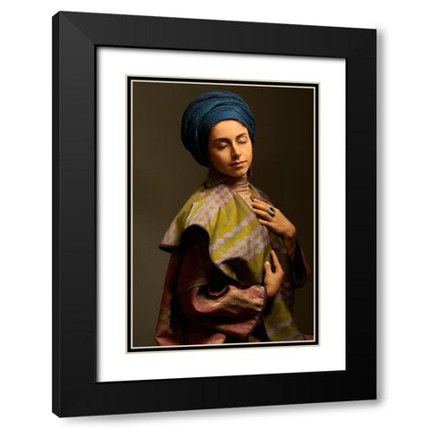 Padme Black Modern Wood Framed Art Print with Double Matting by Shiki, Shizuo
