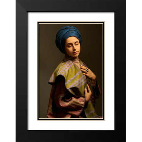 Padme Black Modern Wood Framed Art Print with Double Matting by Shiki, Shizuo