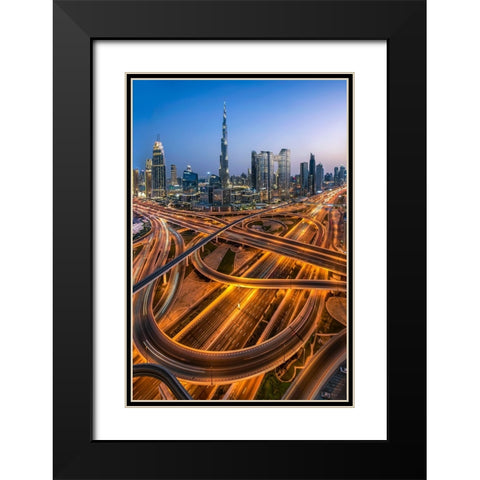 Curvaceous Black Modern Wood Framed Art Print with Double Matting by Jabeen, Rana