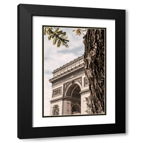 Arc de Triomphe Paris Black Modern Wood Framed Art Print with Double Matting by 1x Studio III