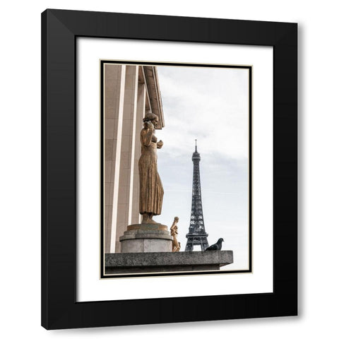 Eiffel Tower Paris Black Modern Wood Framed Art Print with Double Matting by 1x Studio III