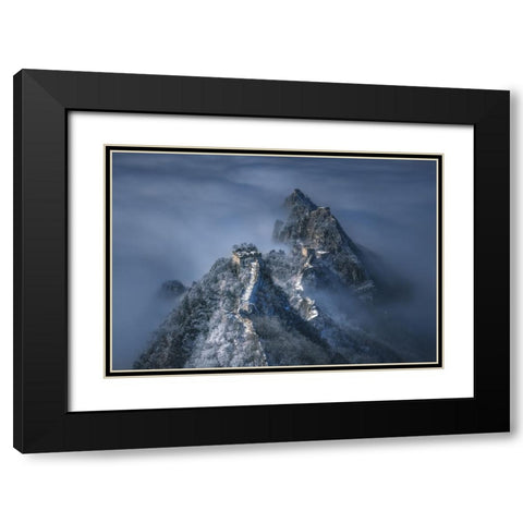 The Great Wall On The Cloud Black Modern Wood Framed Art Print with Double Matting by Cui, Yuan