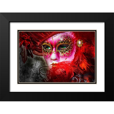 Green eyes and the mask Black Modern Wood Framed Art Print with Double Matting by Cavalli, Giovanni